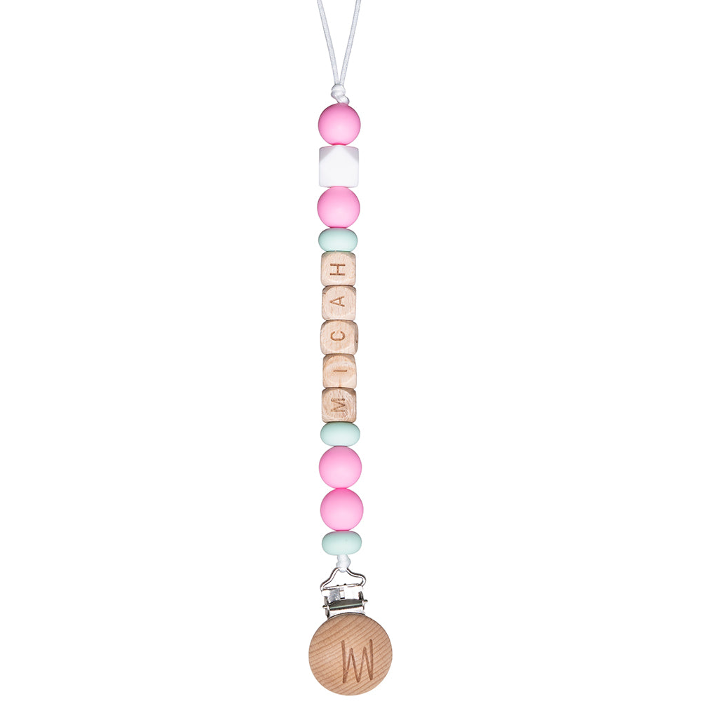 Maple personalized wooden pacifier clip with baby name, view 21