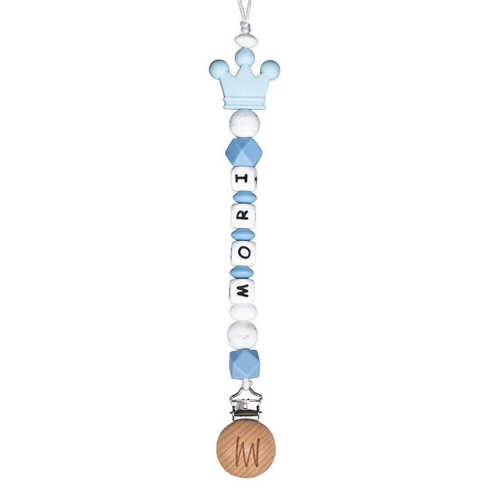 Birch personalized silicone pacifier clip with baby name and charm, view 11