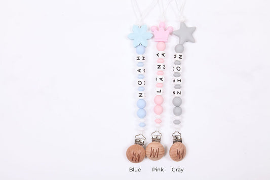 Larch silicone pacifier clip with charm, view 2