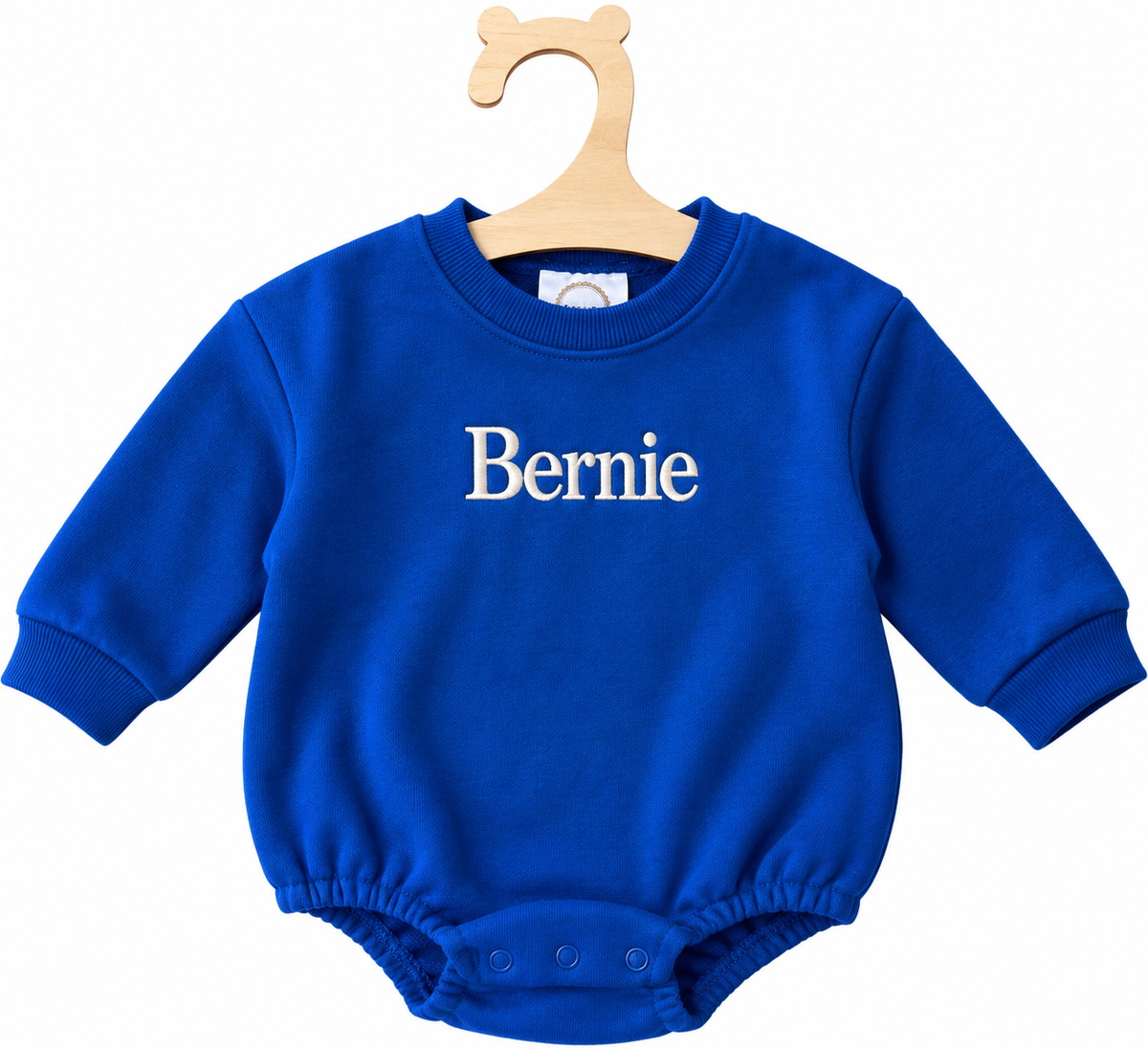Embroidered name baby bubble romper, view 5