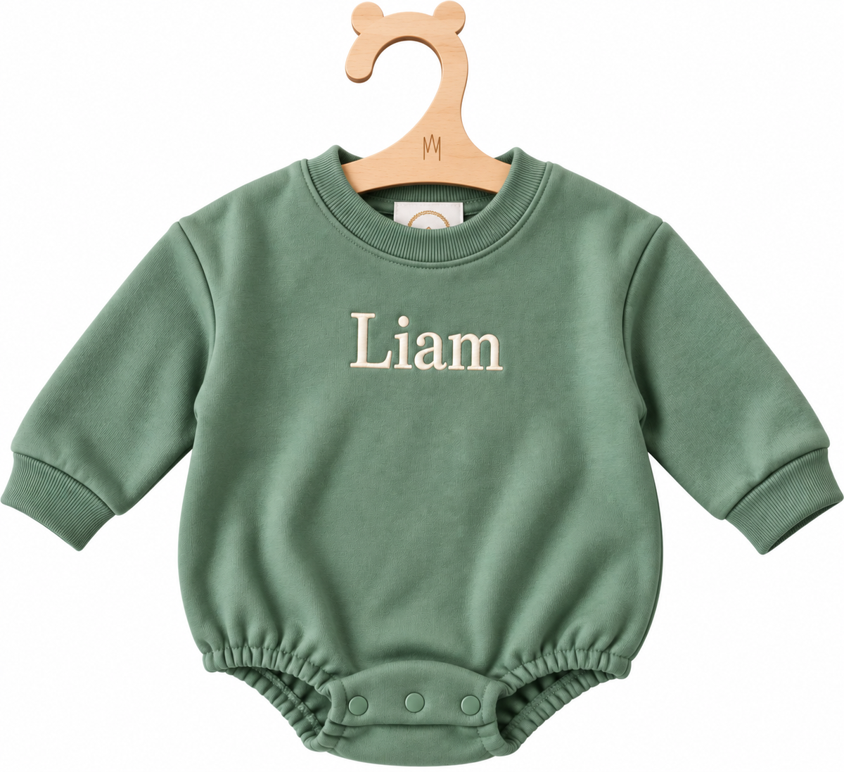 Embroidered name baby bubble romper, view 4