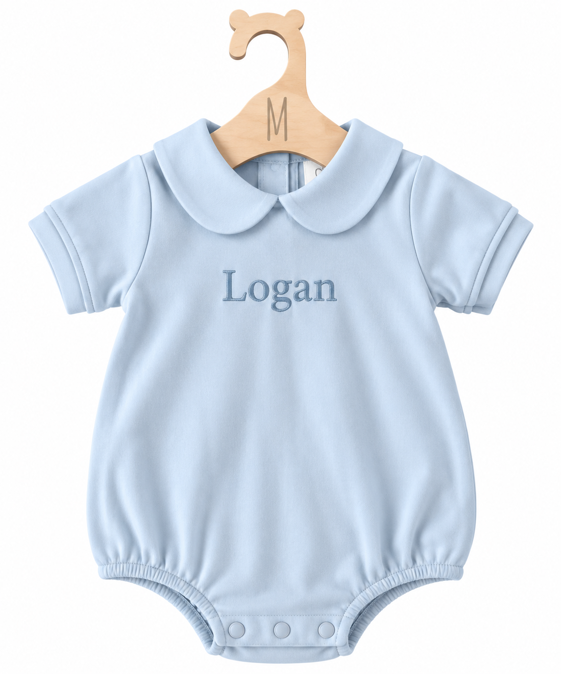 Personalized Peter Pan collar baby bubble romper