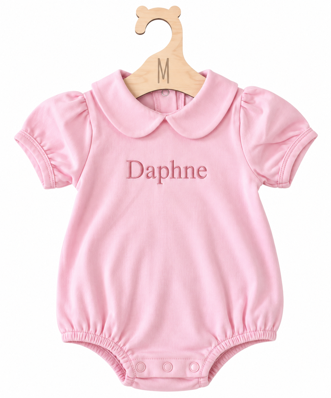 Personalized Peter Pan collar baby bubble romper, view 2