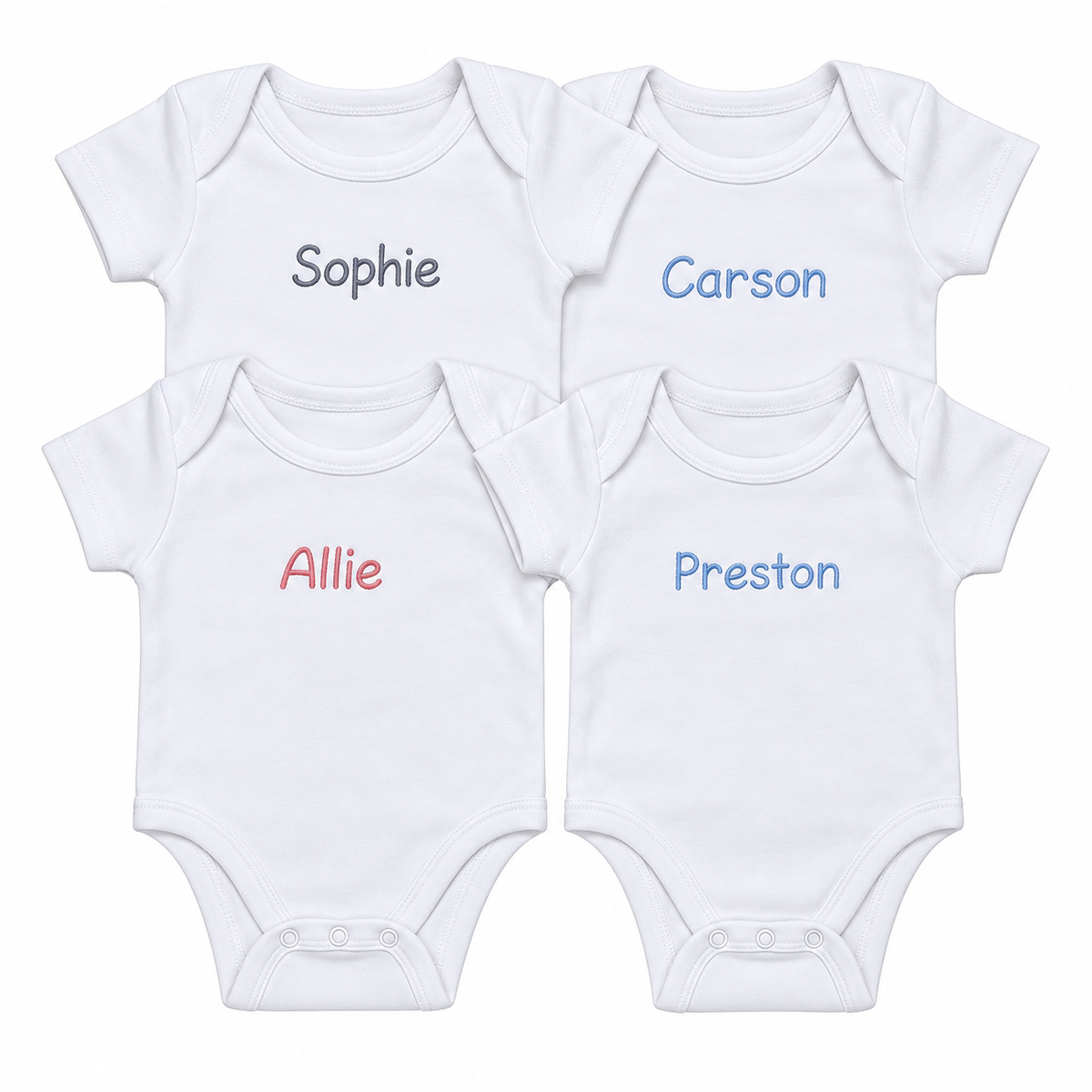Personalized embroidered baby onesie with name