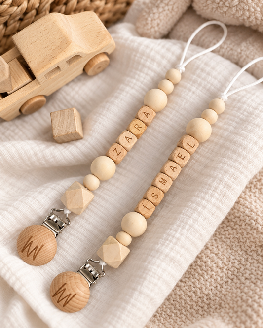Hazel all-wood pacifier clip, view 2