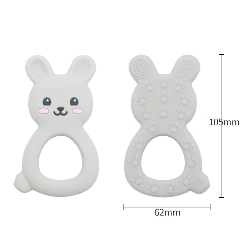 rabbit silicone teether grey