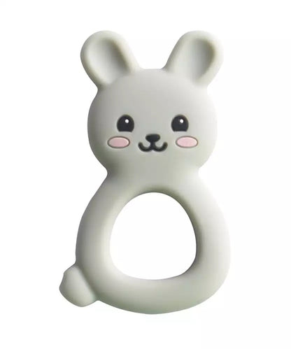 rabbit silicone teether grey