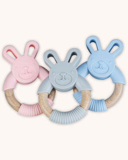 Bunny ears silicone baby teether
