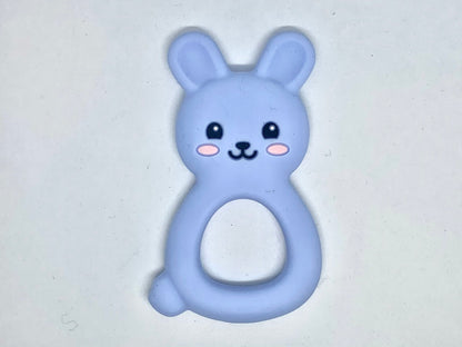 rabbit silicone teether blue