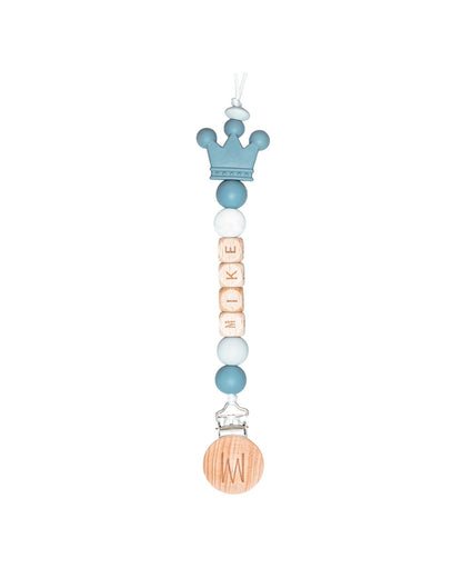 Cedar personalized wooden pacifier clip with baby name and charm, view 4