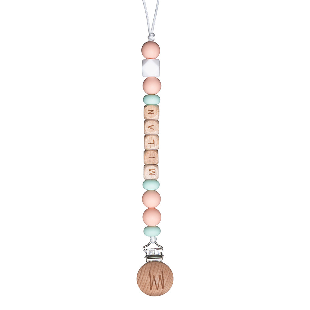 Maple personalized wooden pacifier clip with baby name, view 7