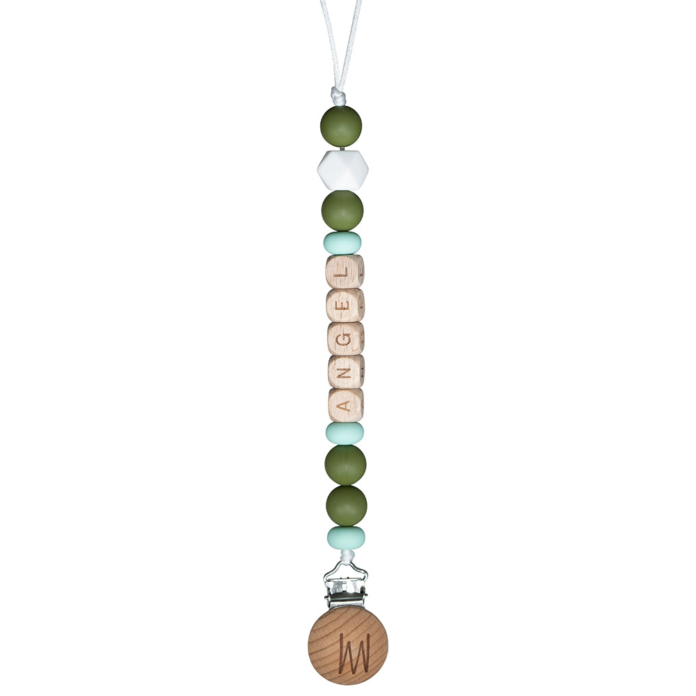 Maple personalized wooden pacifier clip with baby name, view 8
