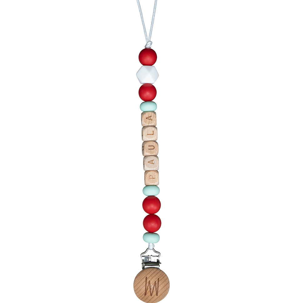 Maple personalized wooden pacifier clip with baby name, view 4
