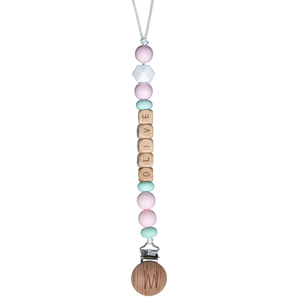 Maple personalized wooden pacifier clip with baby name, view 11