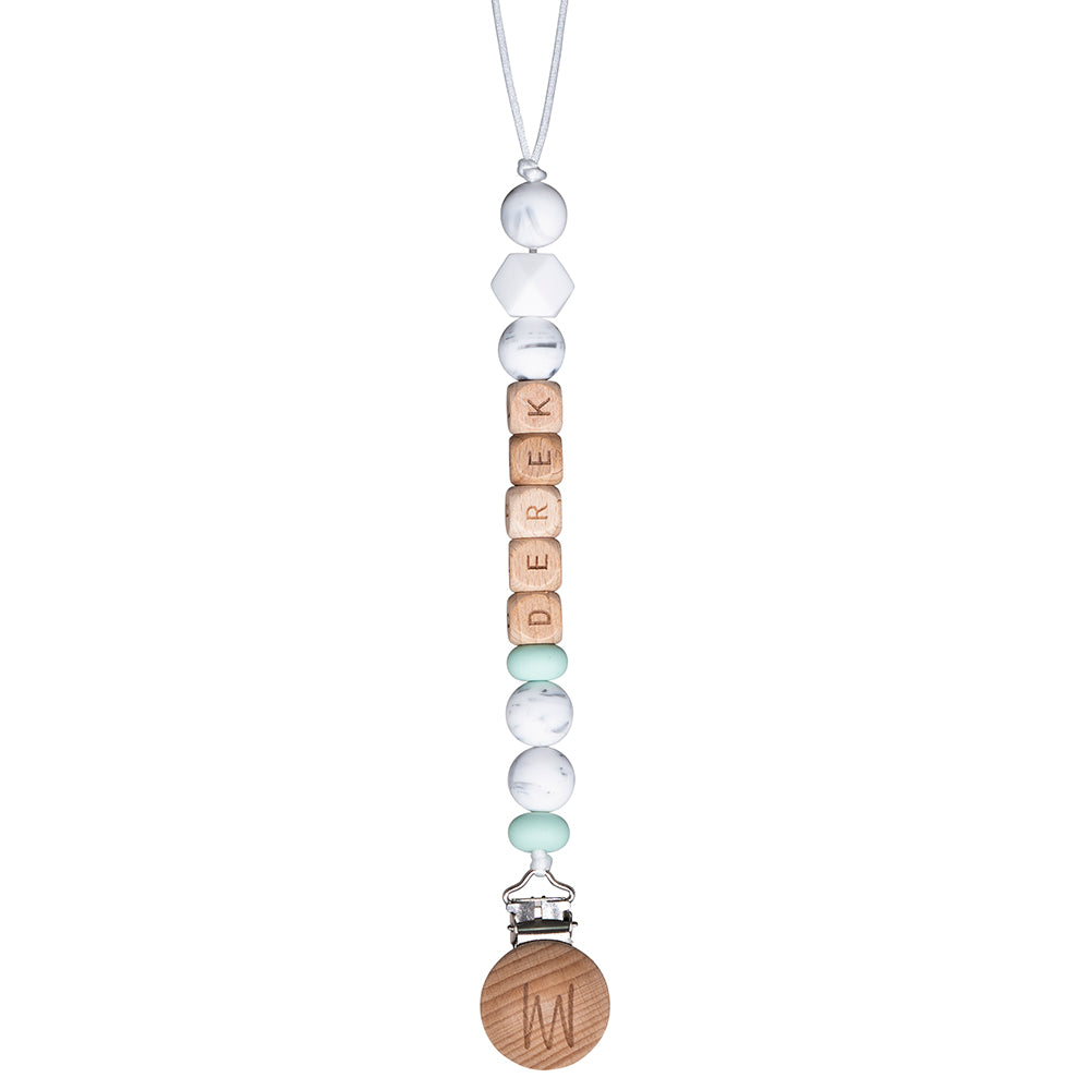 Maple personalized wooden pacifier clip with baby name, view 19