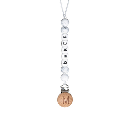 Shortie personalized silicone pacifier clip with baby name, view 4