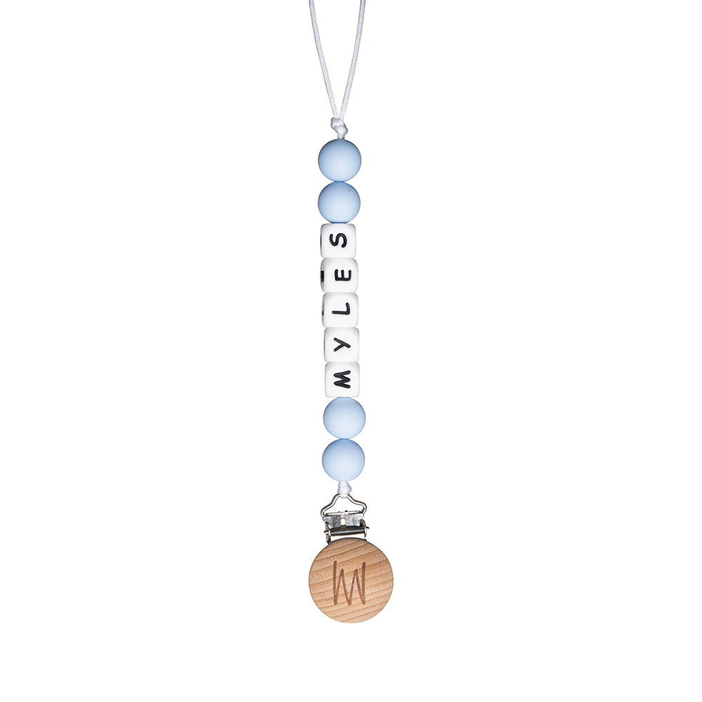 Shortie personalized silicone pacifier clip with baby name, view 7