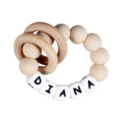 Personalized silicone teething ring with baby name, view 4
