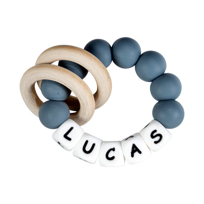 Personalized silicone teething ring with baby name, view 5