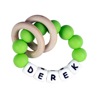 Personalized silicone teething ring with baby name, view 6
