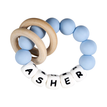 Personalized silicone teething ring with baby name, view 7
