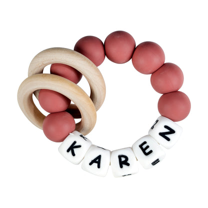 Personalized silicone teething ring with baby name, view 9