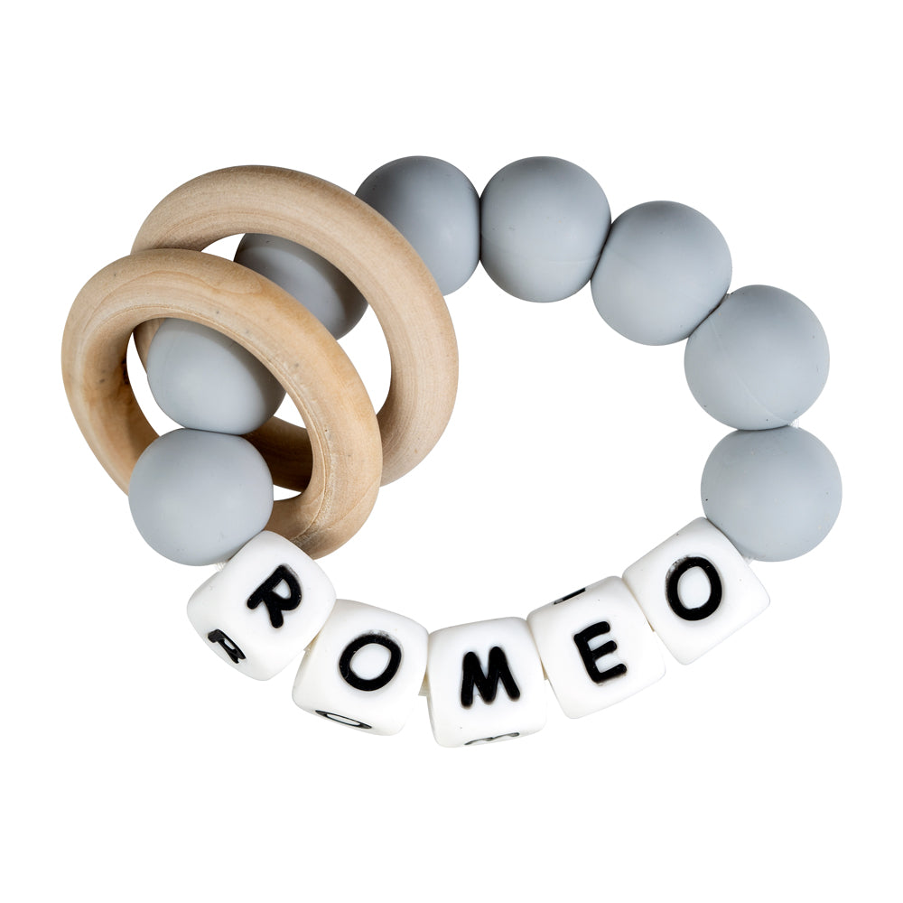 Personalized silicone teething ring with baby name, view 10