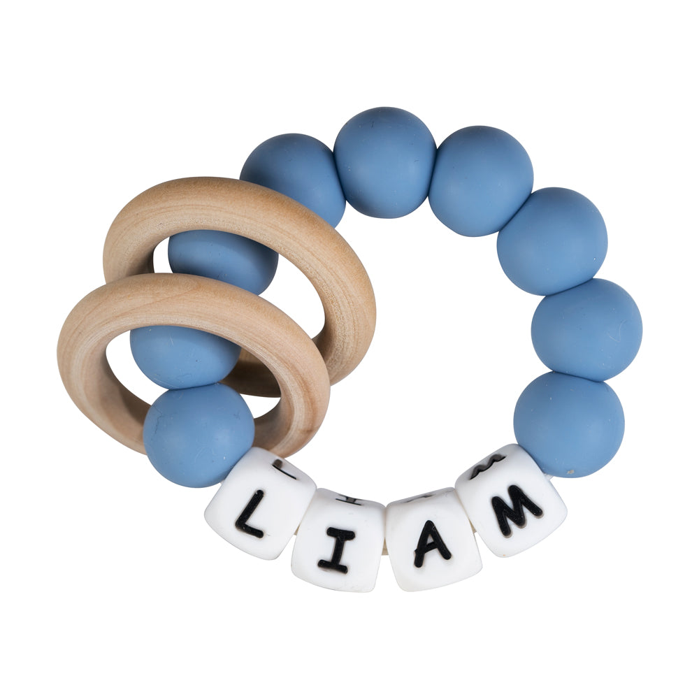Personalized silicone teething ring with baby name, view 12