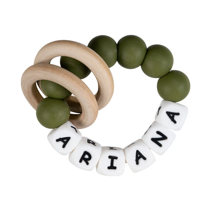 Personalized silicone teething ring with baby name, view 13