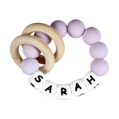 Personalized silicone teething ring with baby name, view 16