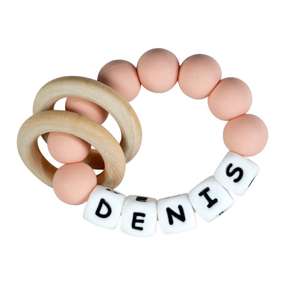 Personalized silicone teething ring with baby name, view 17