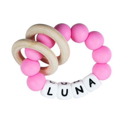 Personalized silicone teething ring with baby name, view 18
