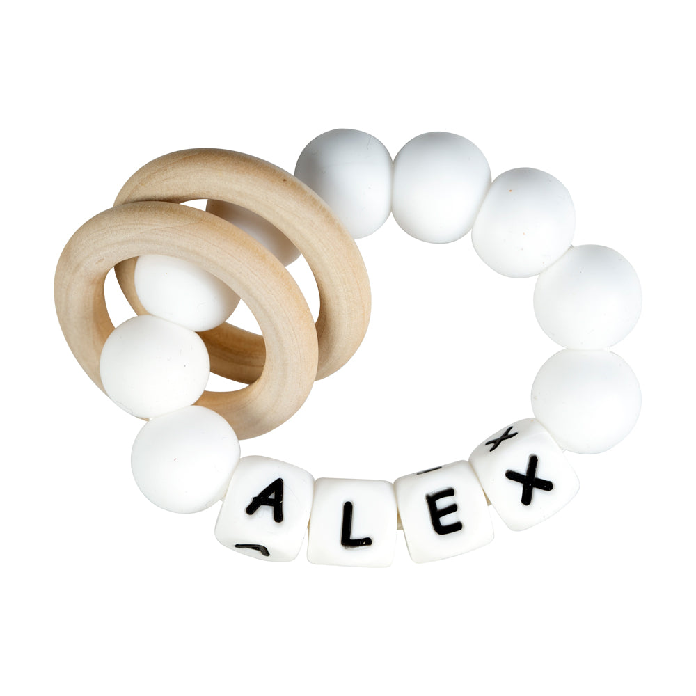 Personalized silicone teething ring with baby name, view 19