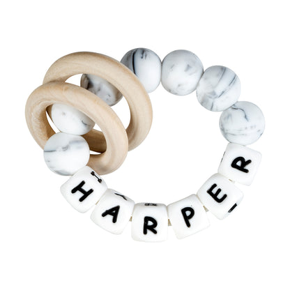 Personalized silicone teething ring with baby name, view 20