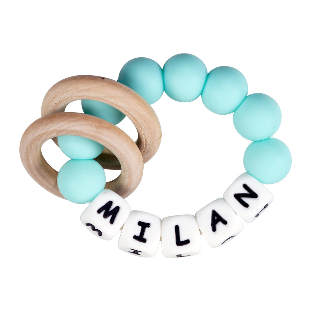 Personalized silicone teething ring with baby name, view 21