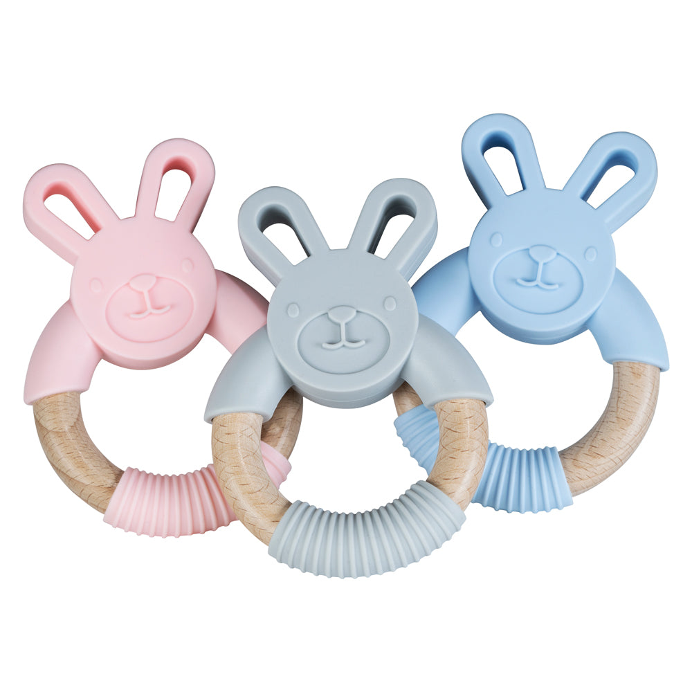 Bunny ears silicone baby teether, view 2