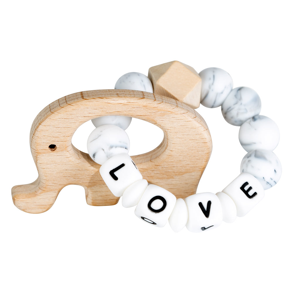 Lilly personalized silicone teething ring with baby name, view 5