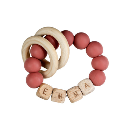 Personalized silicone teething ring with baby name, view 22