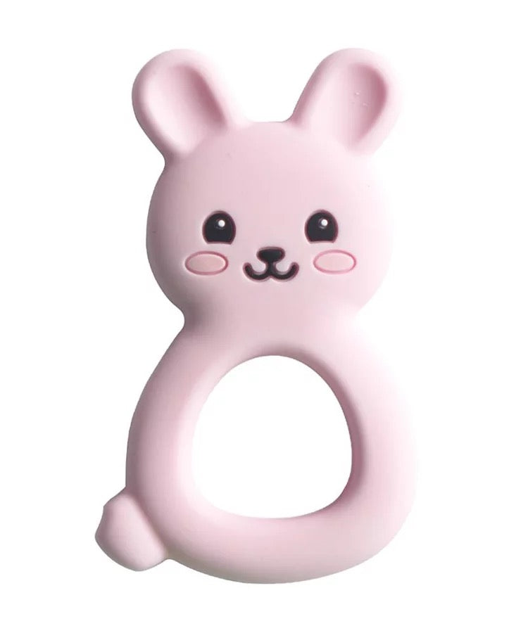rabbit silicone teether pink