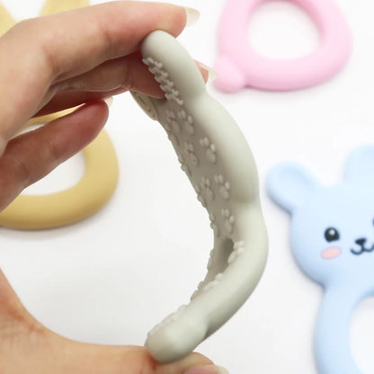 rabbit silicone teether grey