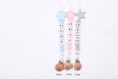 Larch silicone pacifier clip with charm, view 2