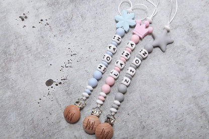 Larch silicone pacifier clip with charm, view 3