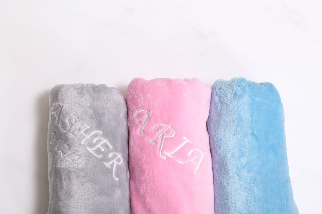 Personalized baby name blanket with birth stats, view 3