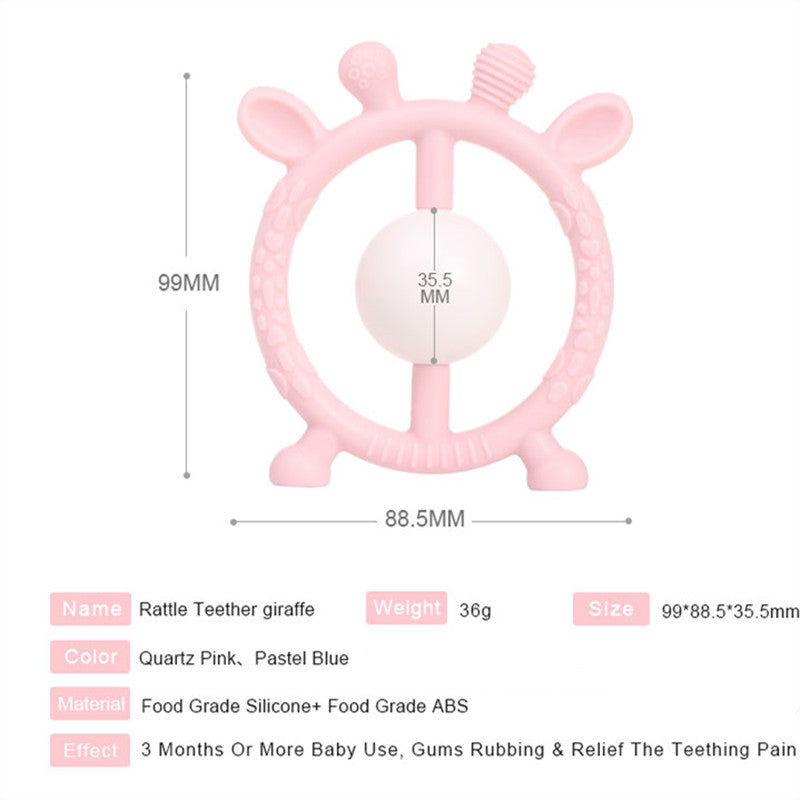 Silicone giraffe baby rattle and teether, view 4